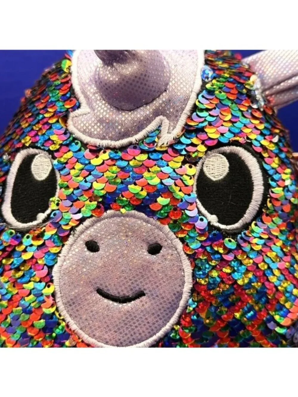 Shimmeez Plush Unicorn Rainbow Silver Sequin Swipe Color Changing Stuffed Animal